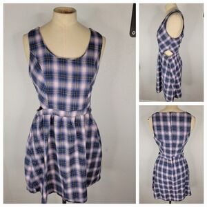 Hot Topic XS/S Mini Dress Side Cut-Outs Plaid Academia Fit And Flare